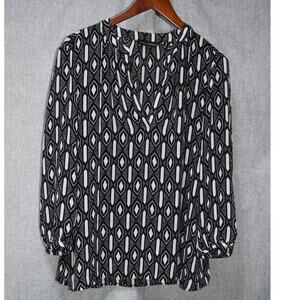 Banana Republic Black & White Geometric Print Blouse Women’s Size S